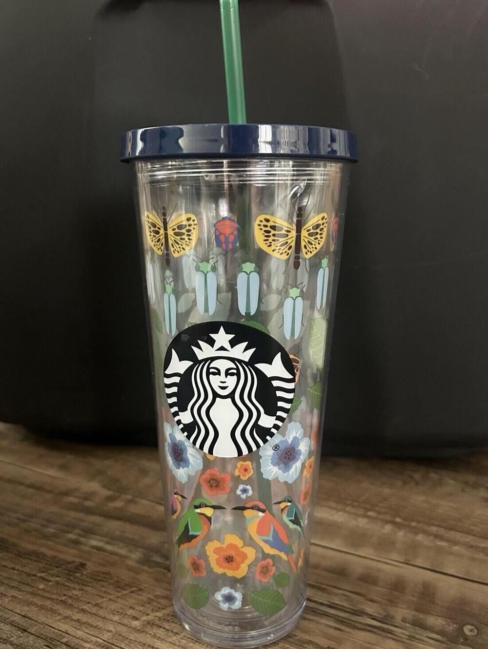 Starbucks Spring Time 24 Oz Tumbler Spring Birds, Beetles, And Flowers